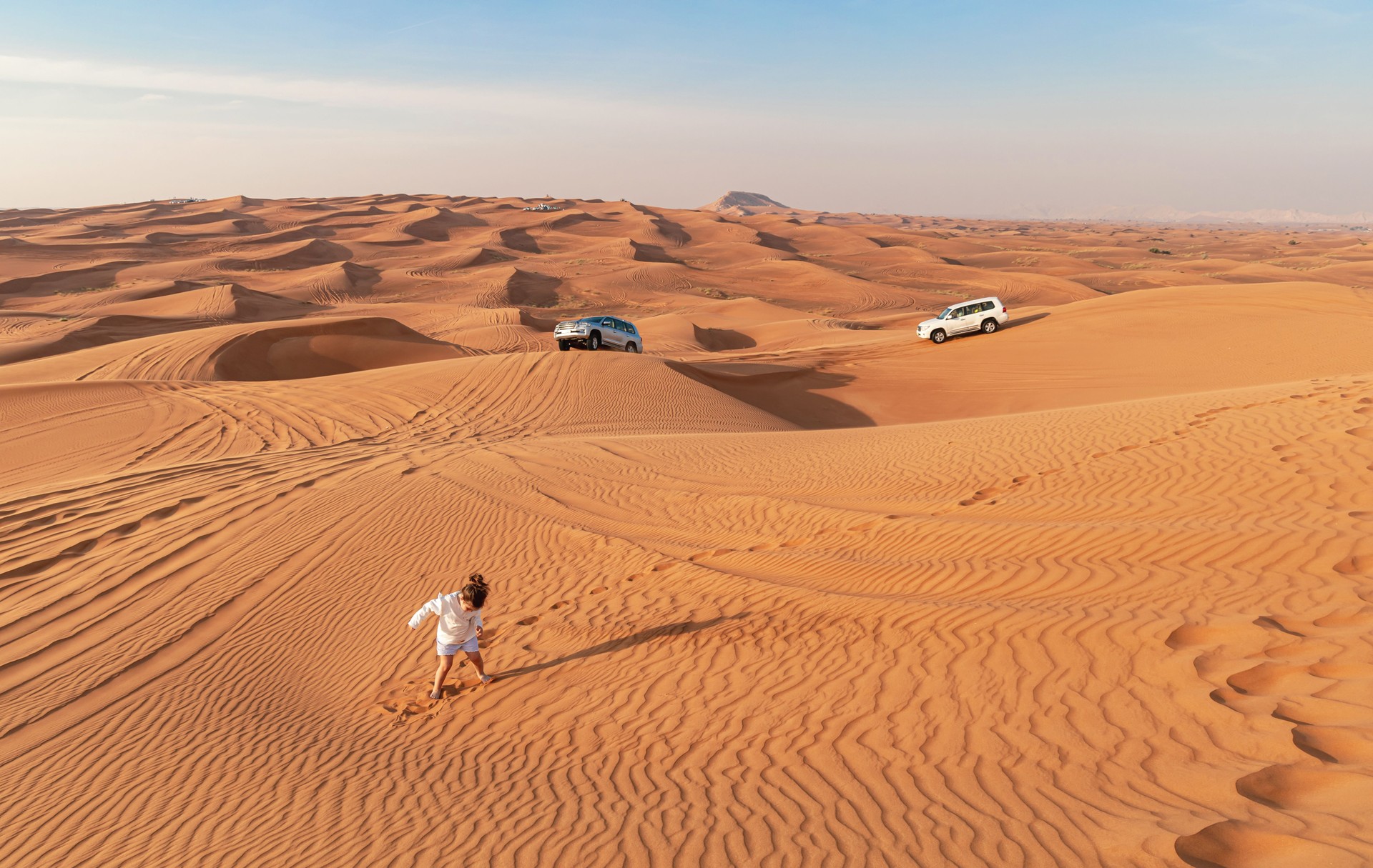 Little girl in the desert.